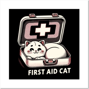 First Aid Cat Pun Nurse Doctor Healthcare Novelty Funny Cat Posters and Art
